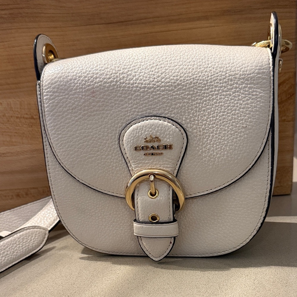 Coach Ivory Leather Crossbody Bag with Gold Accents